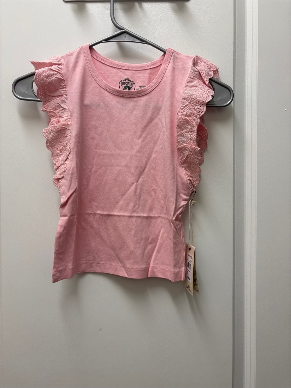 Rock & Republic Pink Lace-Ruffle Tank Top